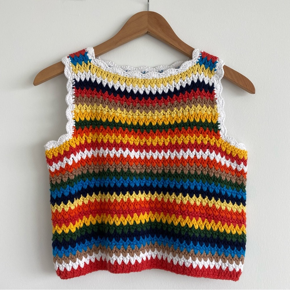 Victoria Victoria Beckham Rainbow Crochet Sleeveless Top